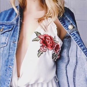 White embroidered romper